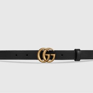 GUCCI LEATHER BELT WITH DOUBLE G BUCKLE